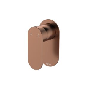 copper fienza paddle style empire shower mixer with wide oval cover plate at topware