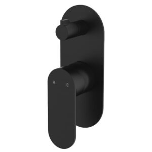 black Fienza empire slim shower diverter mixer on oval plate at topware bathrooms