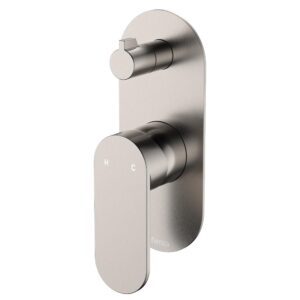 brushed nickel Fienza empire slim shower diverter mixer on oval plate at topware bathrooms