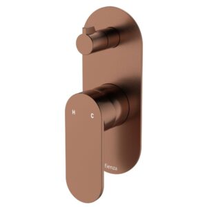 copper Fienza empire slim shower diverter mixer on oval plate at topware bathrooms