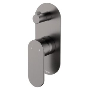 gun metal Fienza empire slim shower diverter mixer on oval plate at topware bathrooms