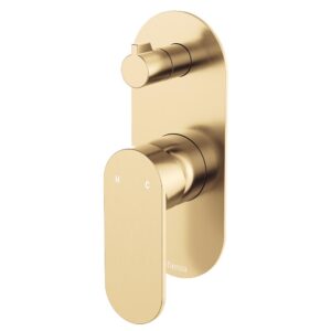 gold urban Fienza empire slim shower diverter mixer on oval plate at topware bathrooms