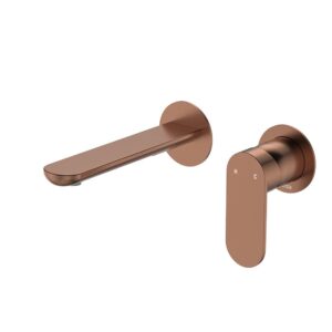 copper Fienza empire slim paddle mixer spout 2 piece combo at topware