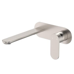 nickel Fienza empire slim paddle mixer spout combo on oval plate at topware