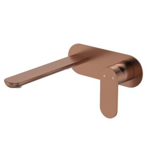 copper Fienza empire slim paddle mixer spout combo on oval plate at topware