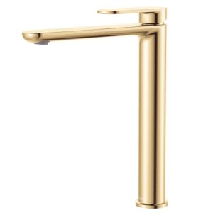 urban gold brass empire fienza tall basin mixer - cold start modern technology at topware