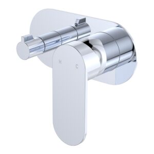 chrome Fienza empire slim shower sideways diverter mixer on oval plate at topware bathrooms
