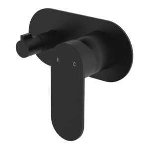 black Fienza empire slim shower sideways diverter mixer on oval plate at topware bathrooms