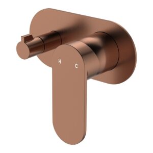 copper Fienza empire slim shower sideways diverter mixer on oval plate at topware bathrooms