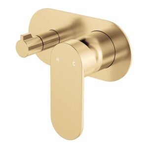brushed urban brass Fienza empire slim shower sideways diverter mixer on oval plate at topware bathrooms