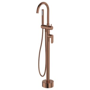 copper fienza empire freestanding bath filler mixer spout and hand shower full set at Topware