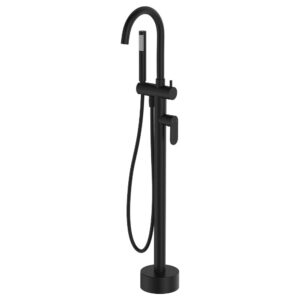 black fienza empire freestanding bath filler mixer spout and hand shower full set at Topware