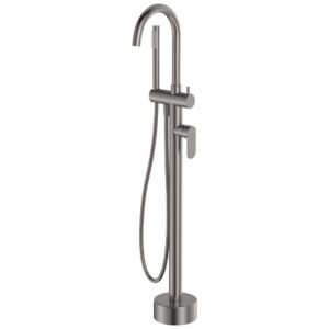 gun metal fienza empire freestanding bath filler mixer spout and hand shower full set at Topware