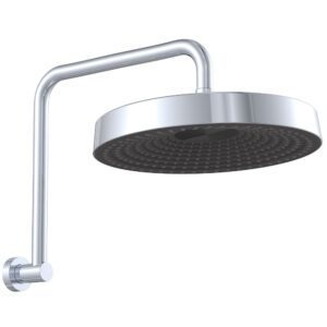 Kuro Gooseneck Round 300mm Head & High Rise Wall Arm, Chrome