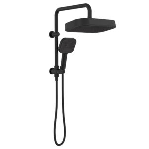 Kuro Twin Half-Rail Shower, Soft Rectangle Head, Matte Black