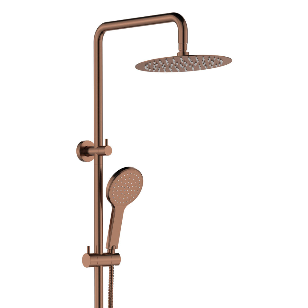 Kaya Twin 250mm head Round Shower, Brushed Copper - Image 2