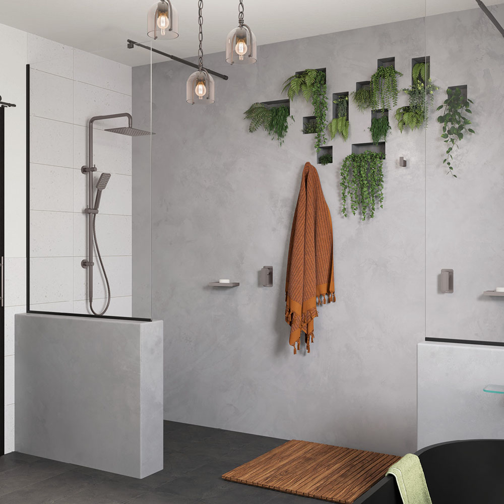 Tono Twin Rectangle 300* 200mm head Shower Set, Matte Black - Image 3