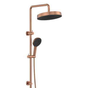 Kuro Twin Shower, Round Head, Brushed Copper