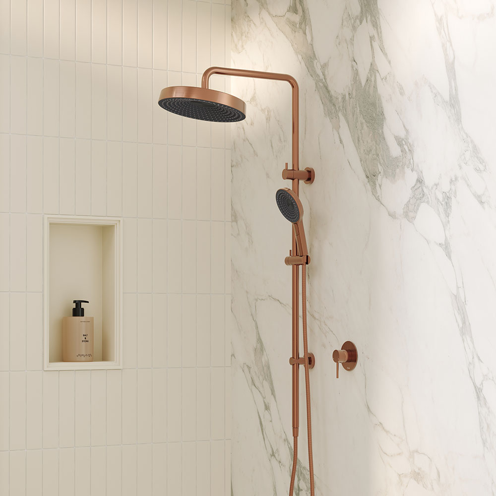Kuro Twin Shower, Round Head, Brushed Copper - Image 3