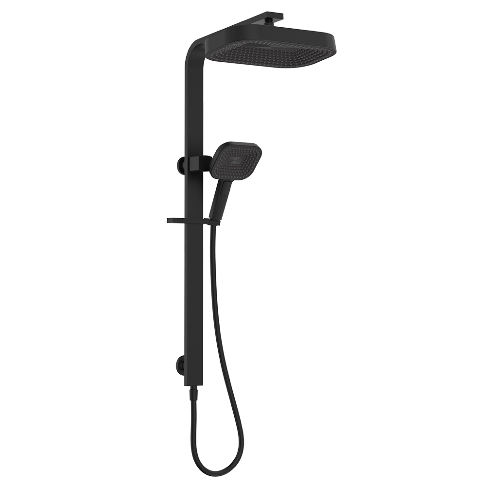 Kuro Deluxe Twin Shower Soft Rectangle Head, Matte Black