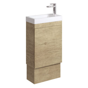 denzel edge freestanding mini vanity in scandi oak color at topware