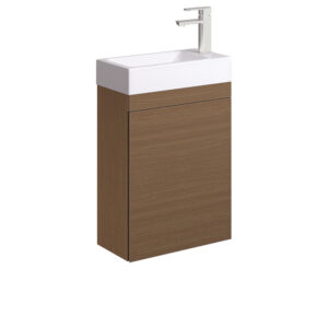 Denzel Edge 450mm Ensuite Walnut Wall-Hung Vanity