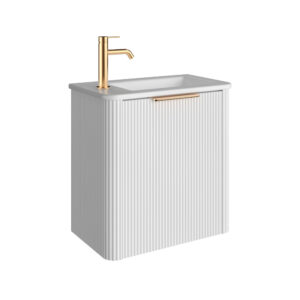 mini fienza fluted white vanity for small space at topware bathroom
