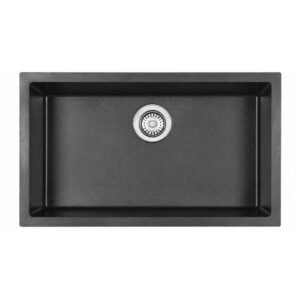 780mm large granite black single bowl sink with white background at topware