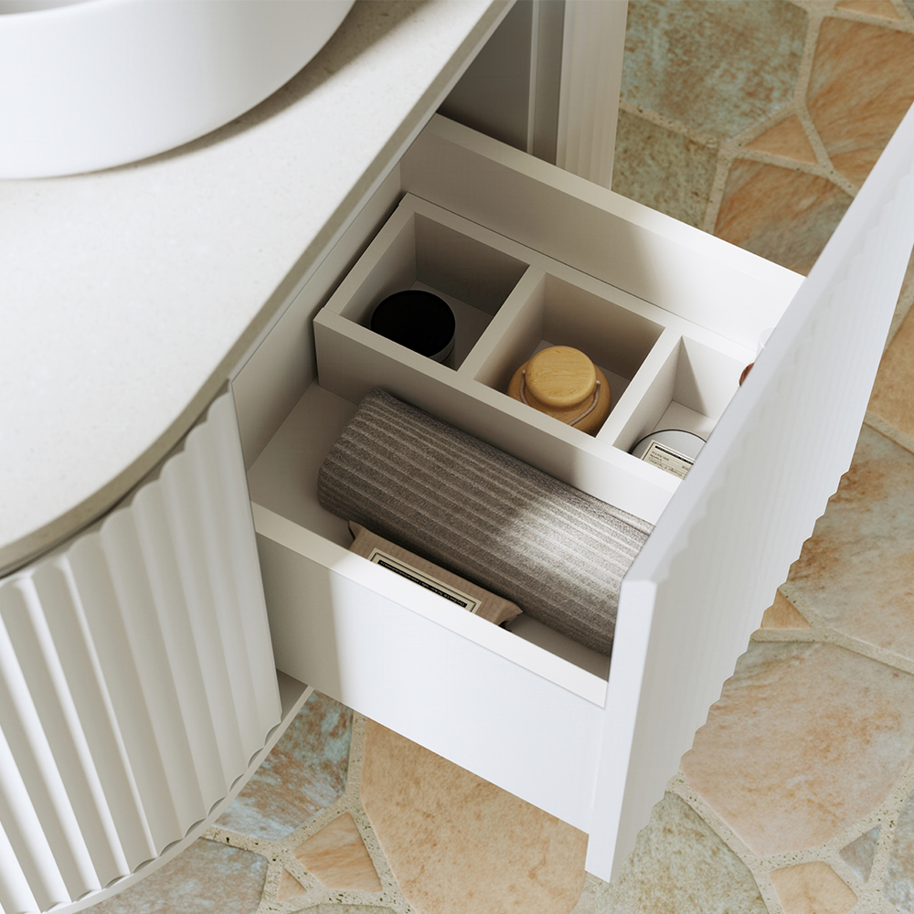 Empire Pill White 900/1200/1500mm Oval Curved Vanity with side doors - Image 4