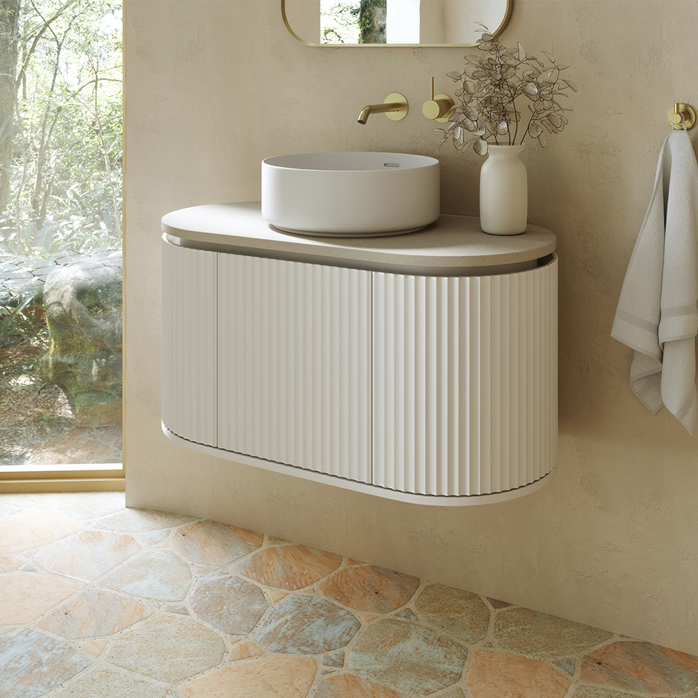 Empire Pill White 900/1200/1500mm Oval Curved Vanity with side doors - Image 3