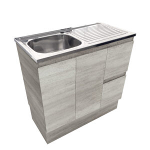 Citi Edge 900mm Industrial Steel Sink Laundry Vanity on Kickboard