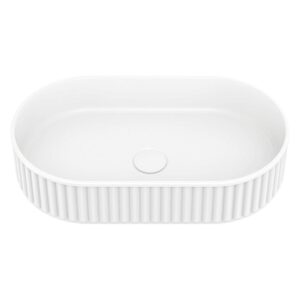fienza matte white solid surface basin in fluted style
