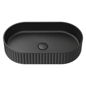 fienza black solid surface basin in fluted style