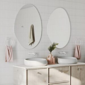 lifestyle fienza Asymmetrical framed white mirror at topware
