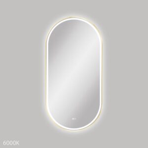 Fienza tall oval led mirror with urban brass frame at topware