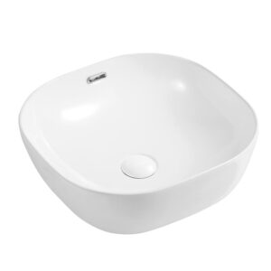 Koko 420mm Square Gloss White Above Counter Basin with Overflow