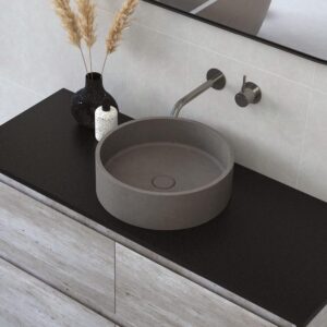 Jada 390mm Round Concrete Above Counter Basin, Warm Grey