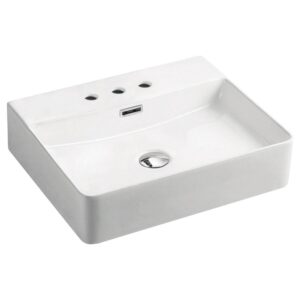 Petra 500* 420mm Rectangle 3-Taphole Gloss white Above Counter Basin