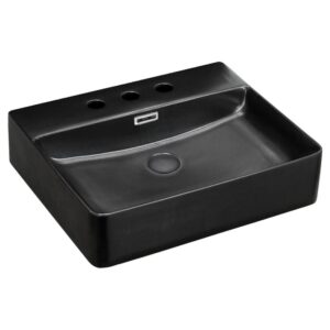 Petra 500* 420mm Rectangle 3-Tapholes Matte Black Above Counter Basin
