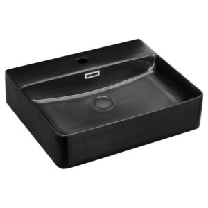 Petra 500* 420mm Rectangle 1-Taphole Matte Black Above Counter Basin