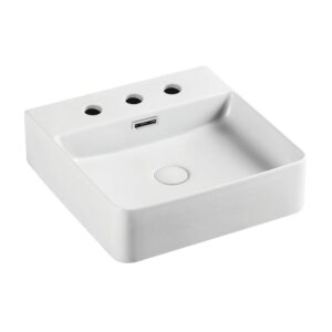 Petra Mini 420mm Square 3-Tapholes Gloss White Above Counter Basin
