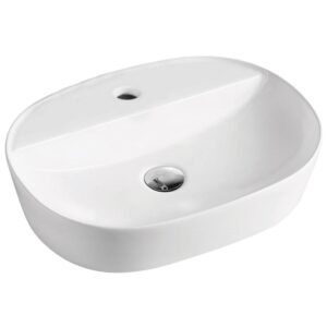 Chica 505* 385mm Oval Gloss White 1-taphole Above Counter Basin