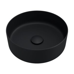 black standard round 360 bathroom basin from Fienza at Topware