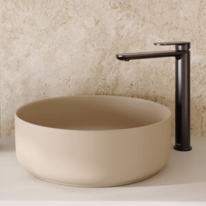beige khaki standard round 360 bathroom basin from Fienza at Topware