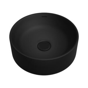 black color fienza ceramic round basin with overflow at topware