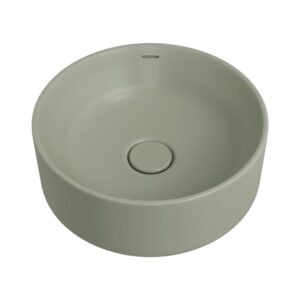 green color fienza ceramic round basin with overflow at topware