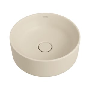 khaki beige color fienza ceramic round basin with overflow at topware