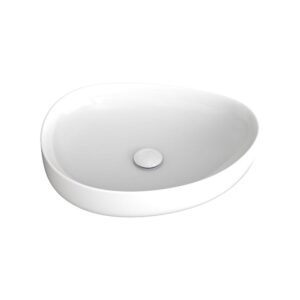 Pebble Medium 500* 400mm Asymmetrical Above Counter Basin, gloss white from Fienza at Topware
