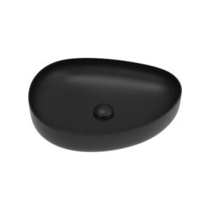 Pebble Medium 500* 400mm Asymmetrical Above Counter Basin, Matte Black from Fienza at Topware