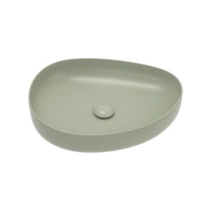 Pebble Medium 500* 400mm Asymmetrical Above Counter Basin, olive green from Fienza at Topware